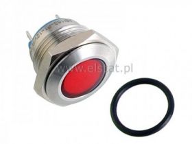 Kontrolka fi 16mm, czerwona LED, 230V obud. metal