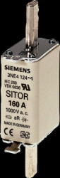 NH fuse NH0, 160 A, aR, 440 V (DC), 1 kV (AC), 100 kA breaking capacity, 3NE4124