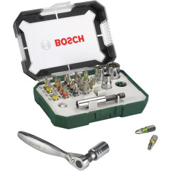 Bosch 2607017322 26-Piece Screwdriver Bit Set with Ratchet