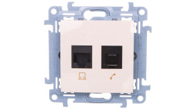Simon 10 Gniazdo Rj45 Kat 6 + Gniazdo Telefoniczne Rj12 Kremowe C6t.01/41