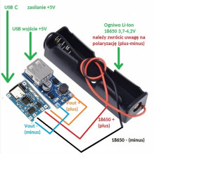 PROSTY POWERBANK NA OGNIWIE TYPU 18650 - USB-C - ZESTAW DO SAMODZIELNEGO MONTAŻU (KIT-POWERBANK-V2)