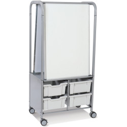 MakerHub Trolley With 2 Magnetic Boards &amp; Light Grey Gratnells Trays