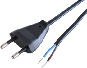 Connection cable, Europe, plug type C, straight on open end, H03VVH2-F2x0.75 mm², black, 1.5 m, 0L06602