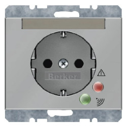 K.5 Gniazdo SCHUKO z ochroną przepięciową i polem opisowym stal szlachetna 41527104