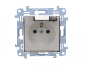 Simon 10 Gniazdo pojedyncze IP44 z uszczelką klapka w kolorze transparentnym biały 16A, szybkozłącza, CGZ1BC.01/11A