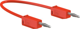 Measuring lead with (2 mm plug, spring-loaded, straight) to (2 mm plug, spring-loaded, straight), 600 mm, red, PVC, 0.5 mm², CAT