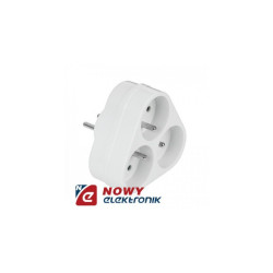 Rozgałęźnik elektryczny 1wt/3gn. okrągłe z uziem. KEMOT