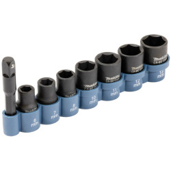 Makita E-12289 Bit set 1/4&quot; 8-piece with Adapter 6-13mm pothnuts