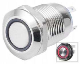 Przycisk LB12M/R5-24V;12mm;RING;LED czerwony;2A/250V;chwilowy;21.3mm