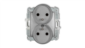 Icon Mechanizm Gniazda Podwójnego Do Ramki Z Uziemieniem 2X(2P+Z) (Przesłony...