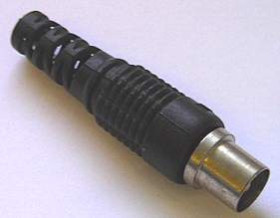 Wtyk antenowy prosty skręcany z odgiętką czarny