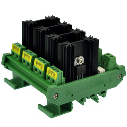 CZH-LABS DIN Rail Mount 4 Channel 8 Amp Solid State Relay SSR Module, in 4~32VDC, out 100~240VAC.