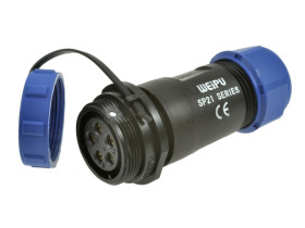Gniazdo; SP2111C/S5II-1C; 5 torów; lutowany; 4,0mm2; 7-12mm; SP21; na przewód; IP68; 30A; 500V; Weipu; RoHS; SP2111/S5II-1C