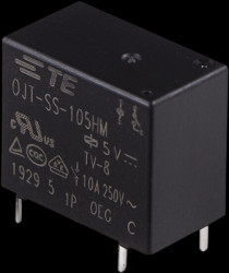Relay, 1 Form A (N/O), 5 V (DC), 55.6 Ω, 10 A, 250 V (AC), monostable, 2071508-1