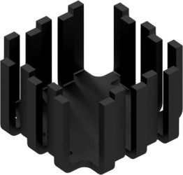 Finger shaped heatsink, (L x W x H) 45 x 45 x 25.4 mm, 6 K/W, black anodized, 10034936