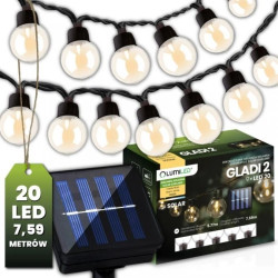 Girlanda Solarna Ogrodowa 20x LED Ozdobne Kuleczki 7,5m Ciepła 3000K GLADI 2 LUMILED