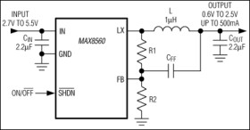 4MHz, 500mA Synchronous Step-Down DC-DC Converters in Thin SOT and TDFN