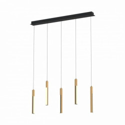 Lampa wisząca ELIOT kolor jasne drewno/ czarny mat metal/drewno, aluminium, tworzywo sztuczne, LED 2900 Lm 3000K IP20 MD4768-5-3