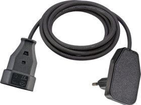 Extension cable, Europe, plug type C, angled on socket type C, straight, H03VVH2-F2x0.75 mm², black, 0.8 m, 104569