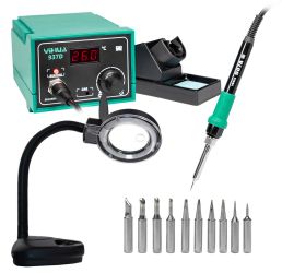 Stacja lutownicza Yihua 937D 50W, zestaw XXL: lampa z lupą, 10 grotów 900M-T