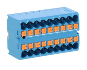 Blok rozdzielczy PTFIX 18X2,5 BU, niebieskie złącze przemysłowe - 18 punktów przyłączeniowych o przekroju 2,5mm2