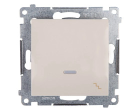 Simon 54 Łącznik schodowy z podświetleniem, szybkozłącza, kremowy DW6L.01/41