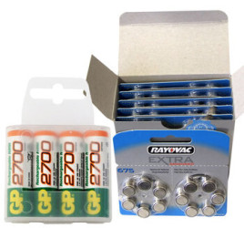 120 x bateria cynkowo-powietrzna Rayovac Extra Advanced 675 + 4 x R6/AA GP 2700 (box)