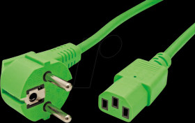 19081013 Power cord, grounding plug gew, 1.8 m, green, C13