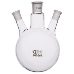 Glassco Round Bottom Flask Three Necks 1000ml Centre Neck 24/29 Angled 19/26