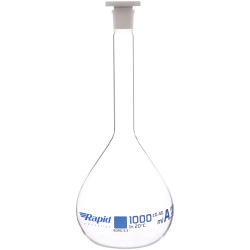 Rapid EGL0446I Volumetric Flask with PE Stopper, Class-A, 1000 ml pack of 2