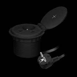 Gniazdo meblowe Ø8cm wpuszczane w blat z ładowarką indukcyjną. ładowarką USB z 2 gniazdami A i C. przelotką kablową z... OR-GM-9
