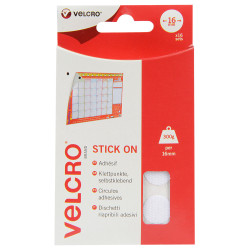 VELCRO&#xAE; Brand VEL-EC60227 Stick On Coins 16mm x 16 Sets - White
