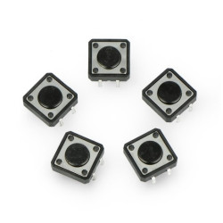 Tact Switch 12x12mm / 4mm THT 4pin - czarny - 5 szt.