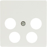 Cover plate, 4-fold, 55 x 55 mm, titan white, for TV/RF/SAT connection, 5TG2565-1