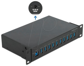64112 USB 3.0 10-port 10-inch industrial hub, black