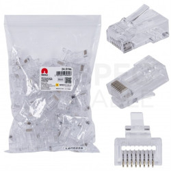 Wtyk modularny RJ45 8P8C kat.6 nieekranowany UTP uniwersalny drut linka przelotowy NEKU opakowanie WORECZEK 50szt.