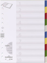 Durable 6740 Rejestr DIN A4 pusty polipropylen wielobarwny 10 zakładek 674027