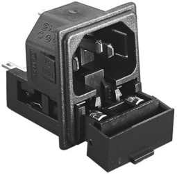 Combination element plug C14, 3 pole, snap-in, plug-in connection, black, PF0033/15/63