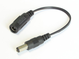 Adapter wtyk DC 2.5/5.5 na gniazdo DC 2.1/5.5 z kablem 10cm