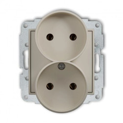 ICON Mechanizm gniazda podwójnego do ramki bez uziemienia 2x2P (bez przesłon torów prądowych) taupe 60IGPR-2