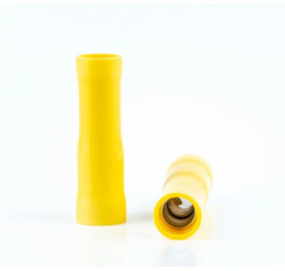Insulated round plug sleeve, 5 mm, 4.0 to 6.0 mm², AWG 12 to 10, brass, tin-plated, yellow, BYB-4-07F5039