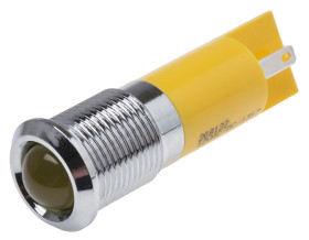 Lampka kontrolna do montażu panelowego 12V, Żółta 14mm LED Chrom RS PRO