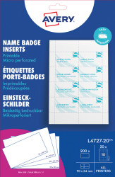 L4727-20 Badge insert, printable, 54 x 90 mm, 200 pieces