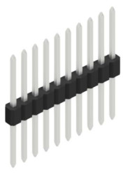Pin header, 10 pole, pitch 1.27 mm, straight, black, 10060262