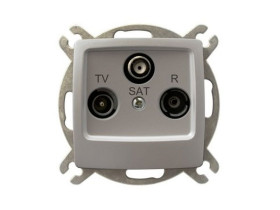 KARO Gniazdo antenowe RTV-SAT przelotowe srebrny perłowy GPA-SSP/m/43 OSPEL