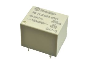 Przekaźnik; elektromagnetyczny miniaturowy; 36.11.9.024.4011; 24V; DC; 1 styk przełączny; 10A; 250V AC; do druku (PCB); Finder;
