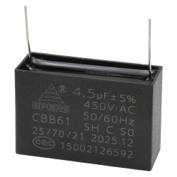 Kondensator rozruchowy do silnika 4.5uF 450VAC B class CBB61 do druku