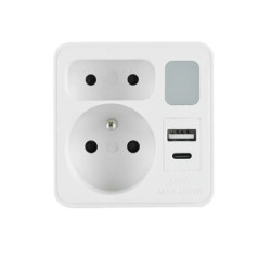 Rozgałęźnik 1gn zu,1gn pł,USB-A,USB-C R-2CA/K/S