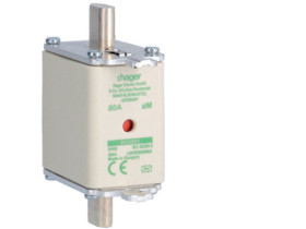 Wkładka bezpiecznikowa nożowa NH00 wskaźnik podwójny uchwyt nieizolowany aM 80A 690VAC LNH00080M6A HAGER