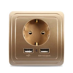 Excellway 1.5A Podwójne porty USB Ścienny ładowarka zasilaczowy z Gniazdem dwuwtykowym Przystosowany do telefonów komórkowych, t